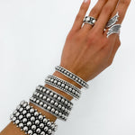 Sterling Silver Dome Cuff: Chunky Southwestern Studded Bracelet