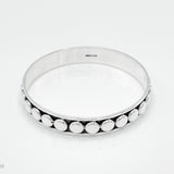 Sterling Silver Southwestern Studded Bangle Bracelet: Squares or Circles Pattern
