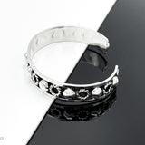 Sterling Silver Beaded Cuff Bracelet: Taxco Bohemian Studded Jewelry