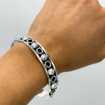 Sterling Silver Beaded Cuff Bracelet: Taxco Bohemian Studded Jewelry