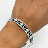 Sterling Silver Beaded Cuff Bracelet: Taxco Bohemian Studded Jewelry