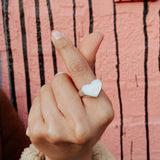 Sterling Silver Heart Signet Ring: Large Chunky Love Jewelry, Pinky Ring