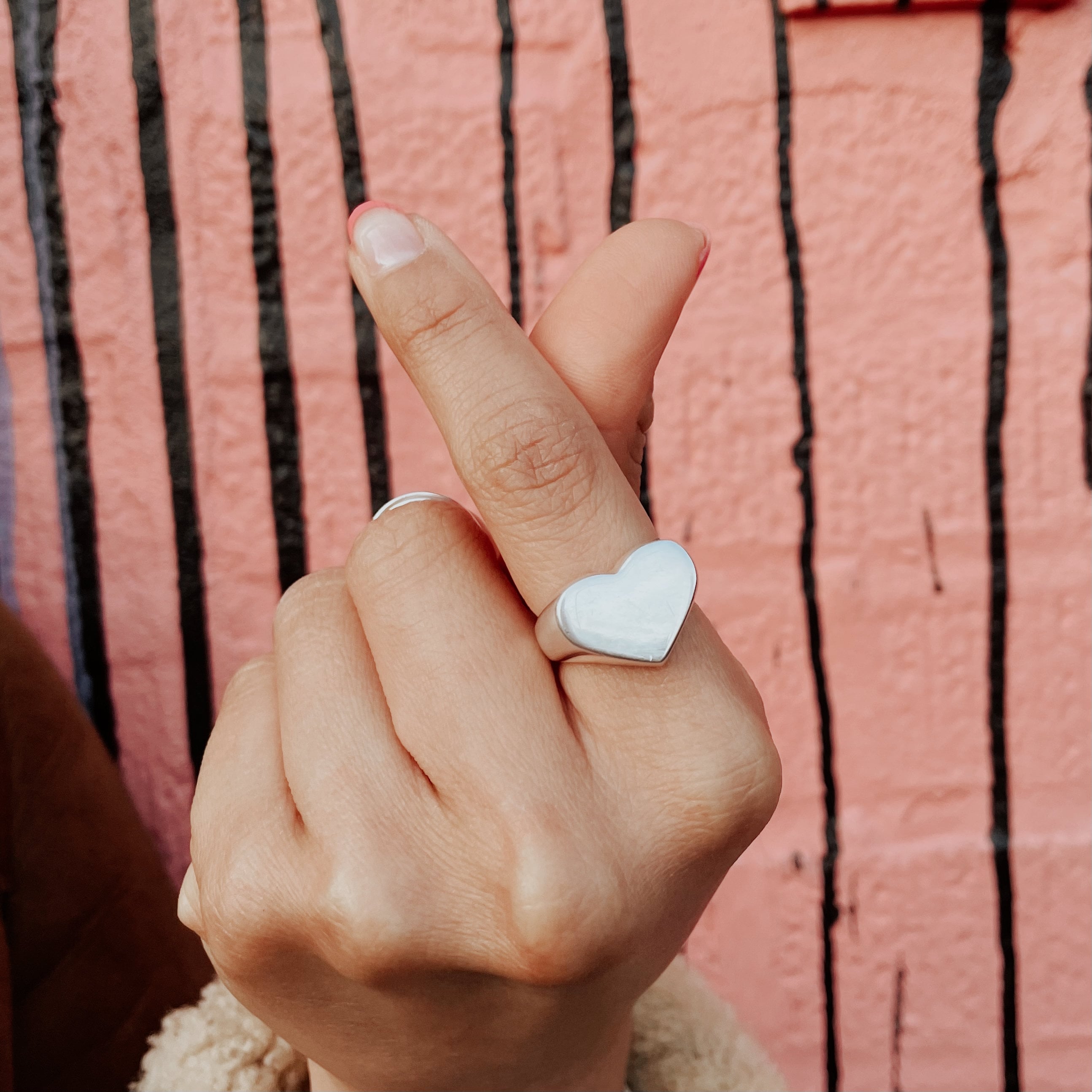 Sterling Silver Heart Signet Ring: Large Chunky Love Jewelry, Pinky Ring