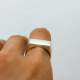 Solid Sterling Silver Rectangle Signet Ring: Modern Bar Pinky Ring