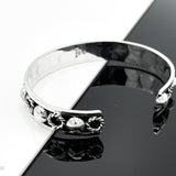Sterling Silver Beaded Cuff Bracelet: Taxco Bohemian Studded Jewelry