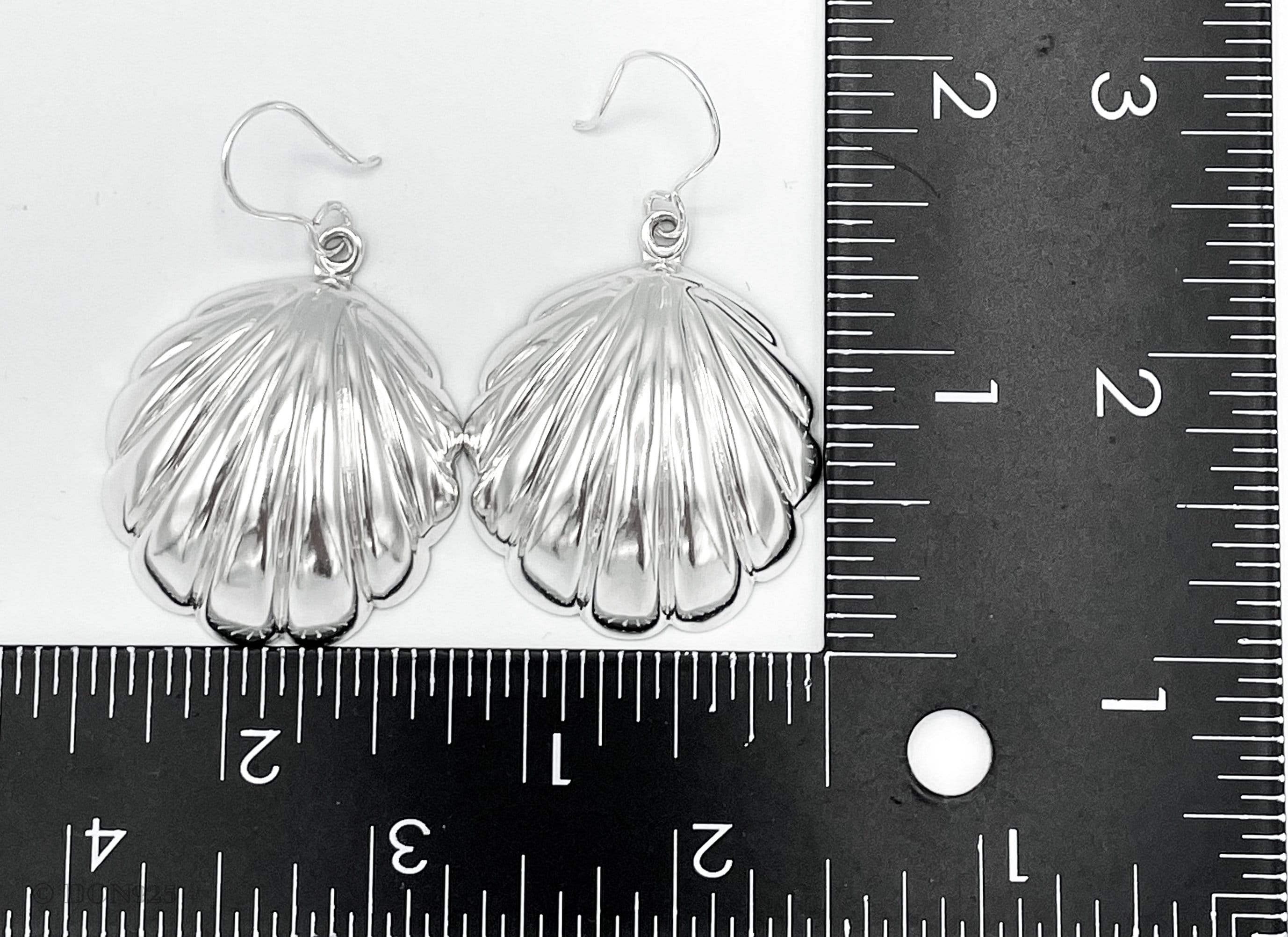 Sterling Silver Seashell Dangle Earrings: Big Statement Beach Jewelry