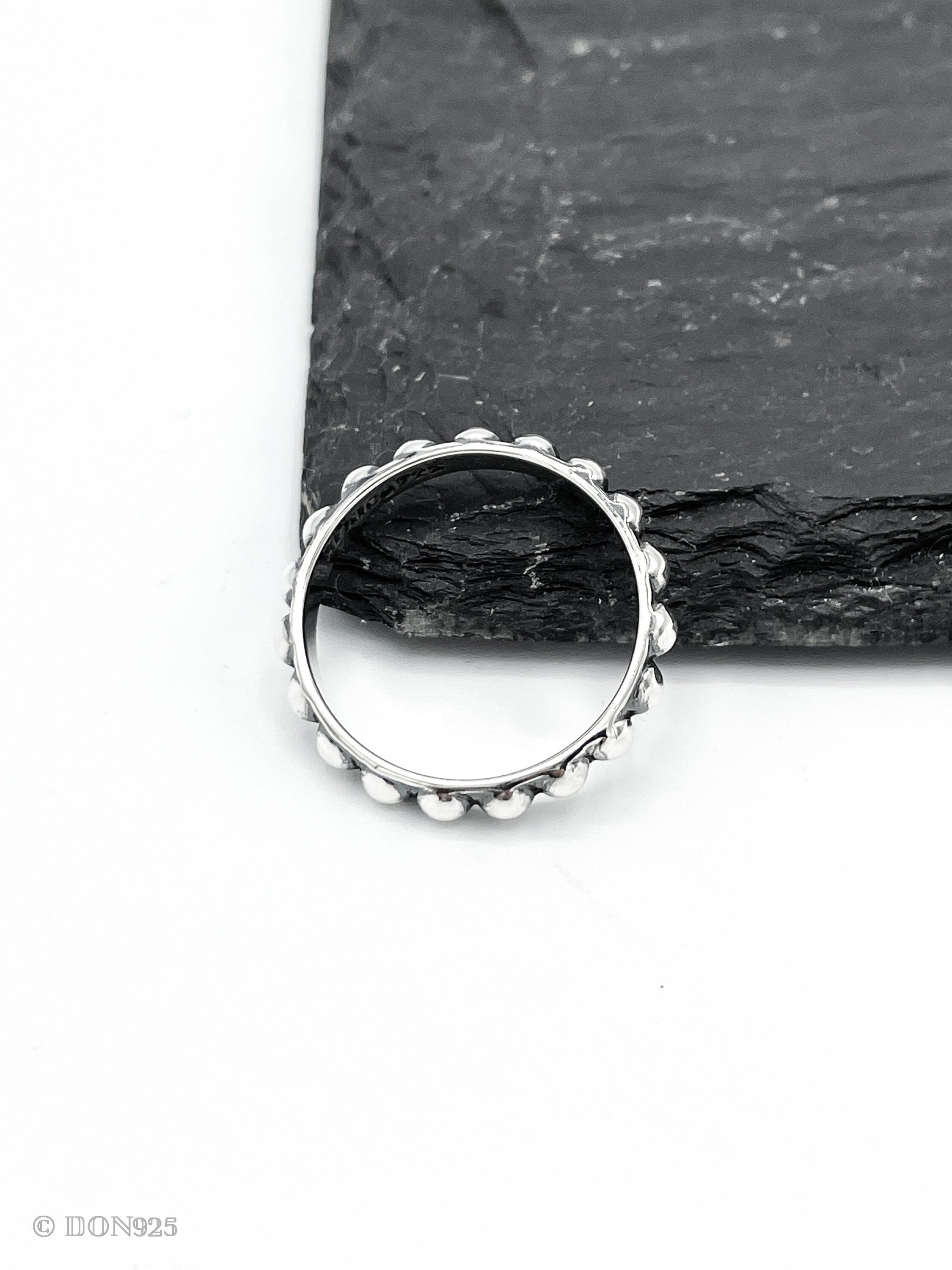 Sterling Silver Dot Ring: Dainty Minimalist Dome Stacking Band, Studded Jewelry