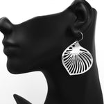 Large Sterling Silver Shell Drop Earrings: Beach Jewelry