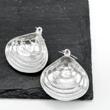 Big Sterling Silver Clam Shell Dangle Earrings