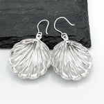 Sterling Silver Seashell Dangle Earrings: Big Statement Beach Jewelry