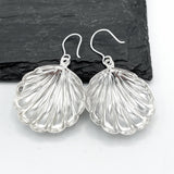 Sterling Silver Seashell Dangle Earrings: Big Statement Beach Jewelry