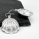 Sterling Silver Seashell Dangle Earrings: Big Statement Beach Jewelry