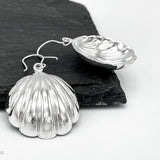 Sterling Silver Seashell Dangle Earrings: Big Statement Beach Jewelry