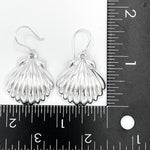 Large Sterling Silver Seashell Drop Earrings: Statement Beach Jewelry