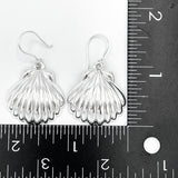 Large Sterling Silver Seashell Drop Earrings: Statement Beach Jewelry