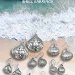 Big Sterling Silver Clam Shell Dangle Earrings