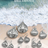 Big Sterling Silver Clam Shell Dangle Earrings