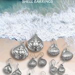 Large Sterling Silver Seashell Drop Earrings: Statement Beach Jewelry