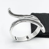 Wavy Sterling Silver Dotted Bangle: Mexican Studded Hinged Bracelet