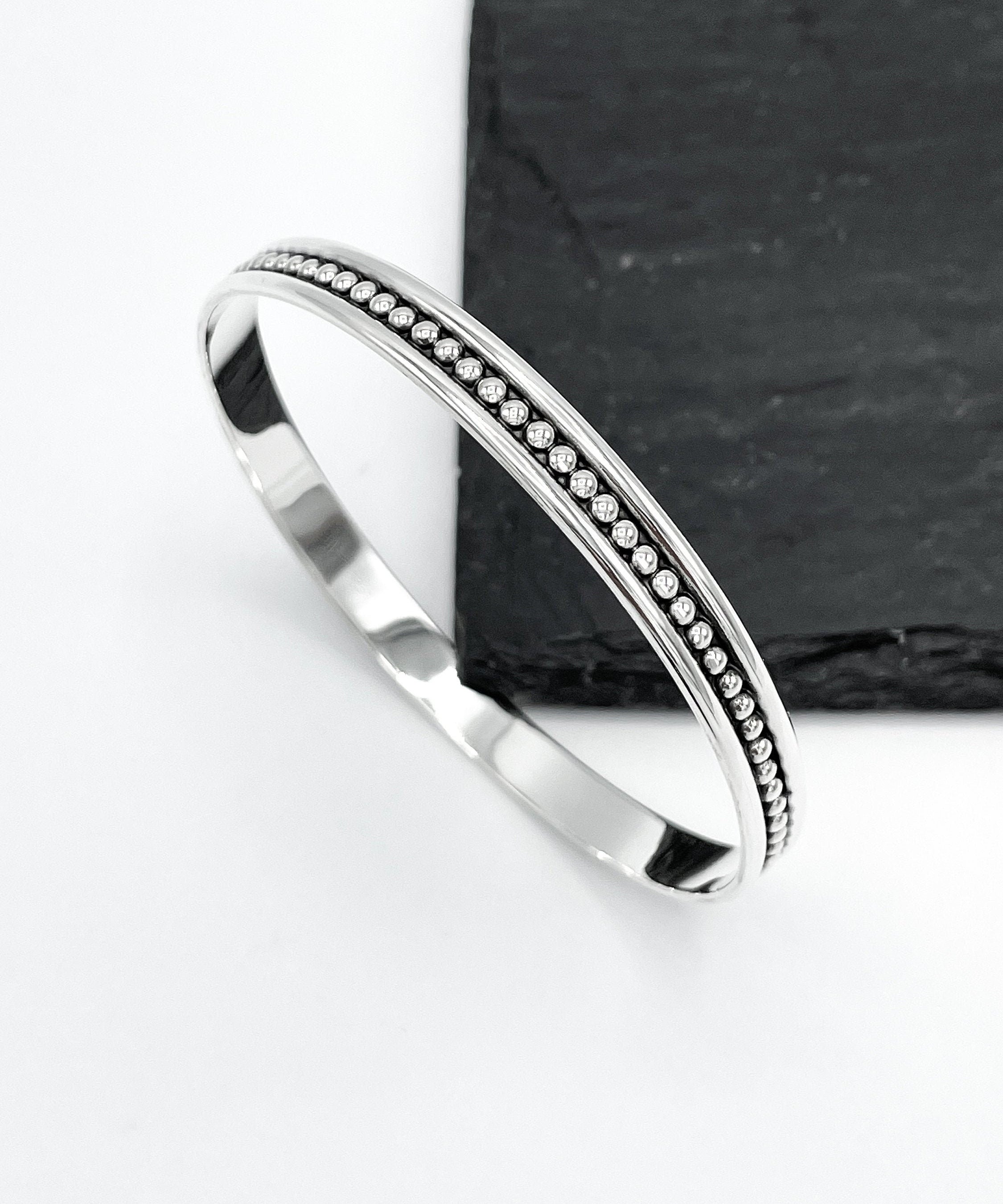 Sterling Silver Dotted Bangle Bracelet