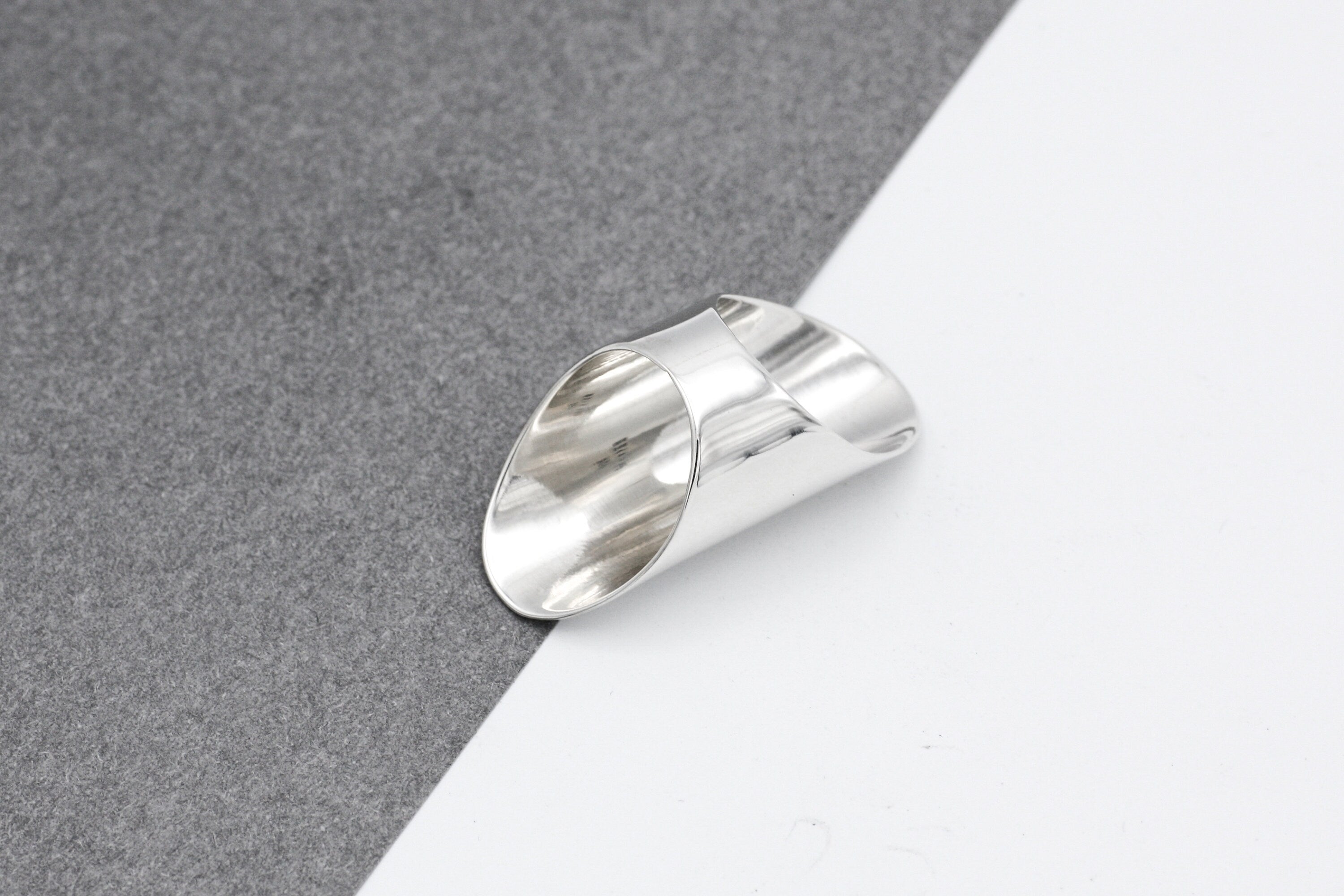 Sterling Silver Armor Shield Ring: Long Statement Ring