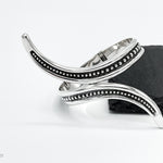Wavy Sterling Silver Dotted Bangle: Mexican Studded Hinged Bracelet
