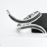 Wavy Sterling Silver Dotted Bangle: Mexican Studded Hinged Bracelet