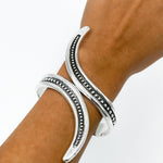 Wavy Sterling Silver Dotted Bangle: Mexican Studded Hinged Bracelet