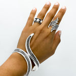 Wavy Sterling Silver Dotted Bangle: Mexican Studded Hinged Bracelet