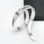 Wavy Sterling Silver Dotted Bangle: Mexican Studded Hinged Bracelet