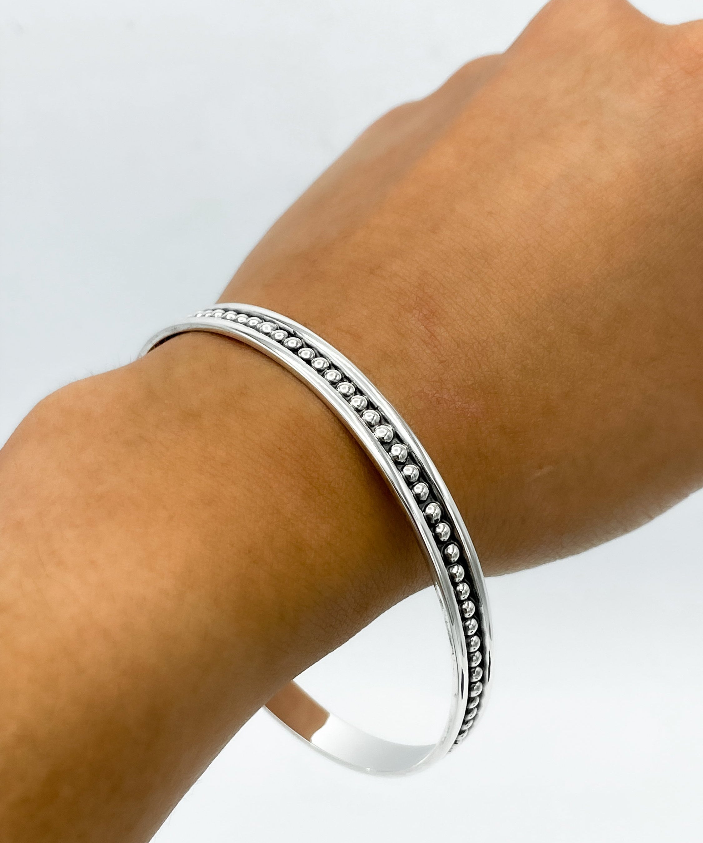 Sterling Silver Dotted Bangle Bracelet