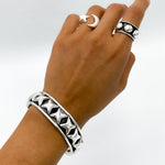 Mexican Starry Night: Sterling Silver Stars Cuff Bracelet, a Taxco, Mexico Design