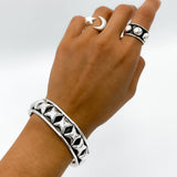Mexican Starry Night: Sterling Silver Stars Cuff Bracelet, a Taxco, Mexico Design