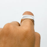Sterling Silver Cube Signet Ring: Wide Geometric Chunky Modern Unisex Band