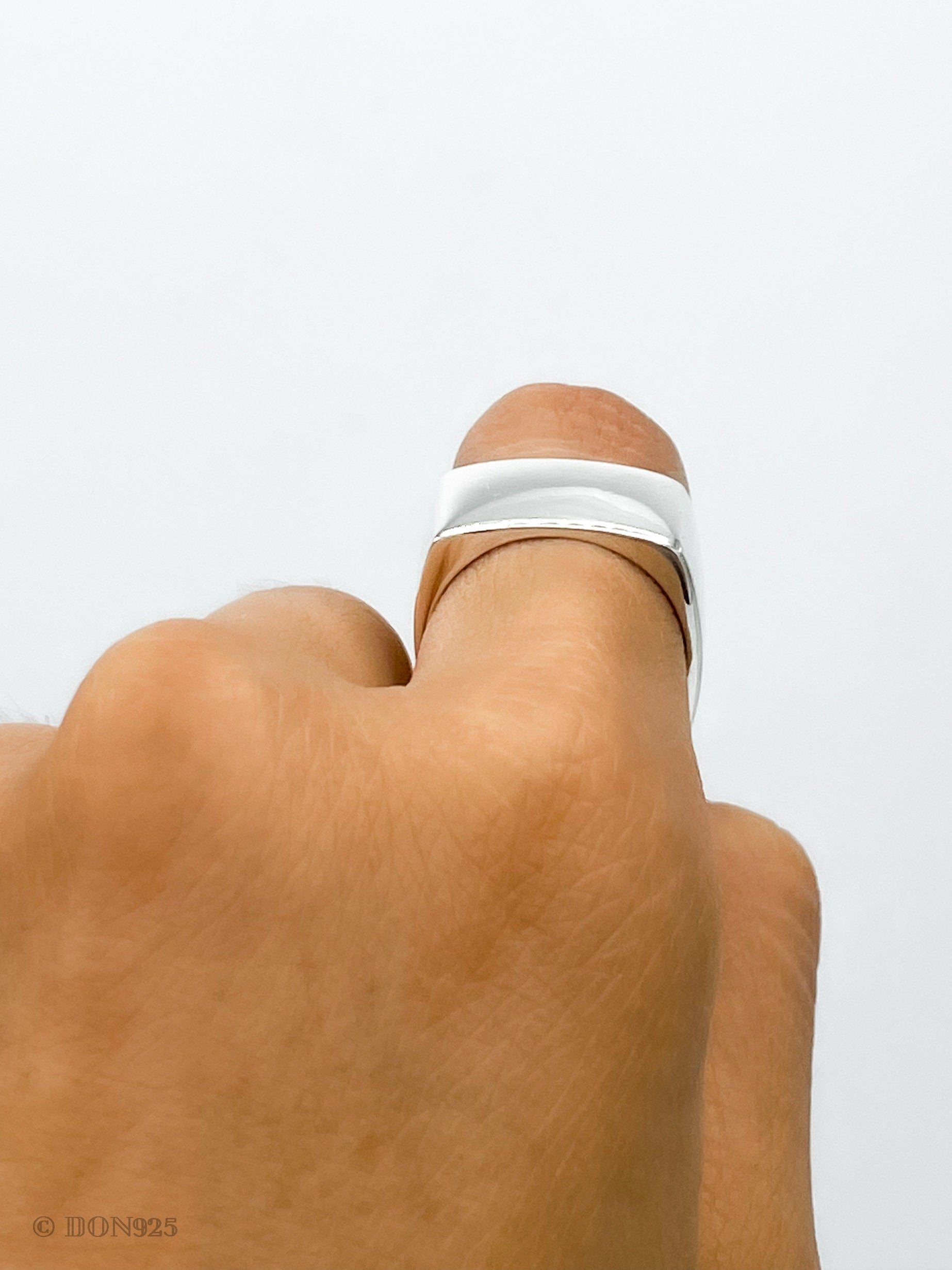 Sterling Silver Cube Signet Ring: Wide Geometric Chunky Modern Unisex Band