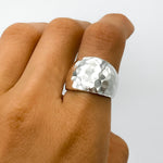 Solid Sterling Silver Disco Ball Dome Ring: Weighty Statement Jewelry