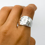Solid Sterling Silver Disco Ball Dome Ring: Weighty Statement Jewelry