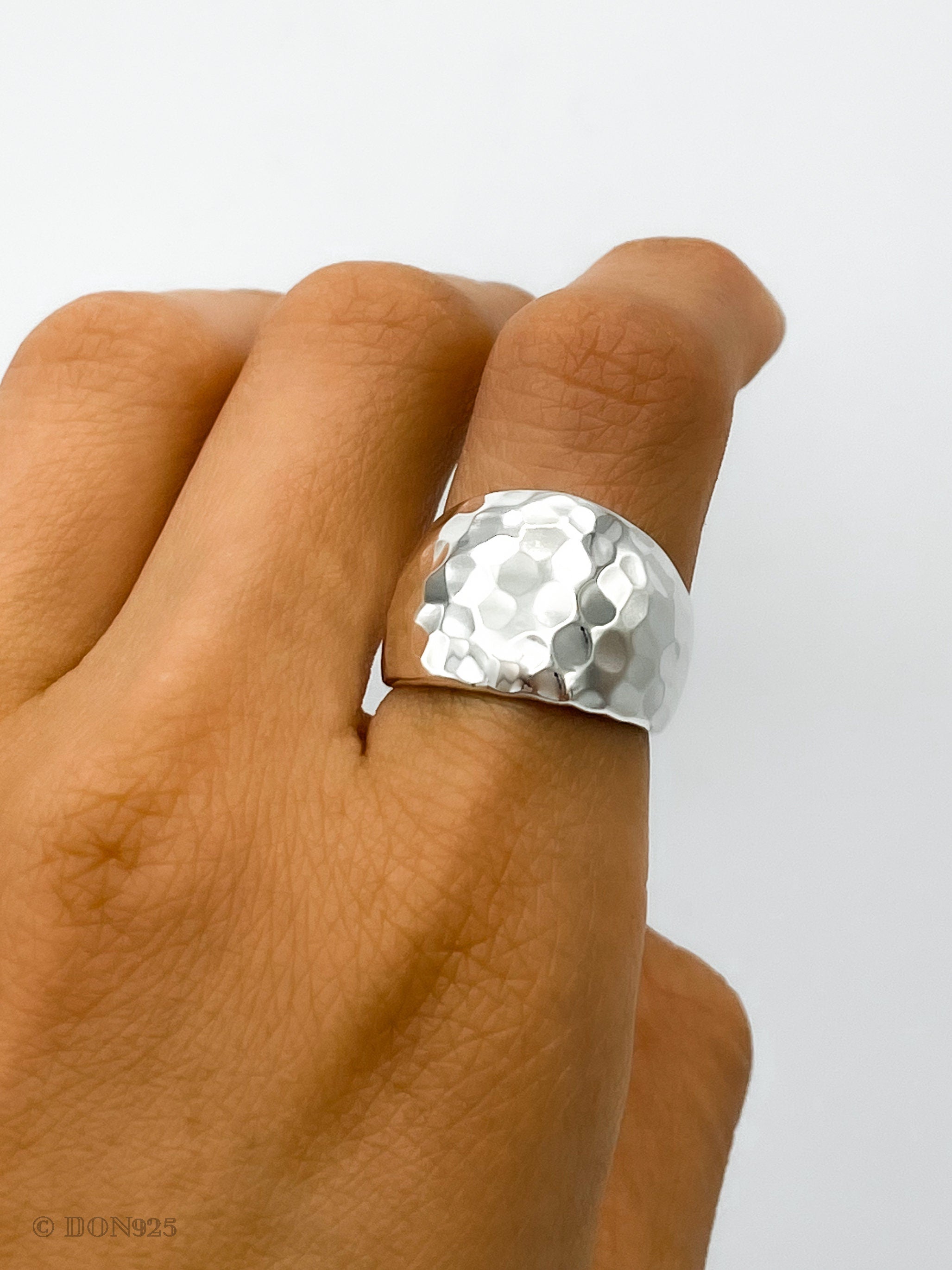 Solid Sterling Silver Disco Ball Dome Ring: Weighty Statement Jewelry