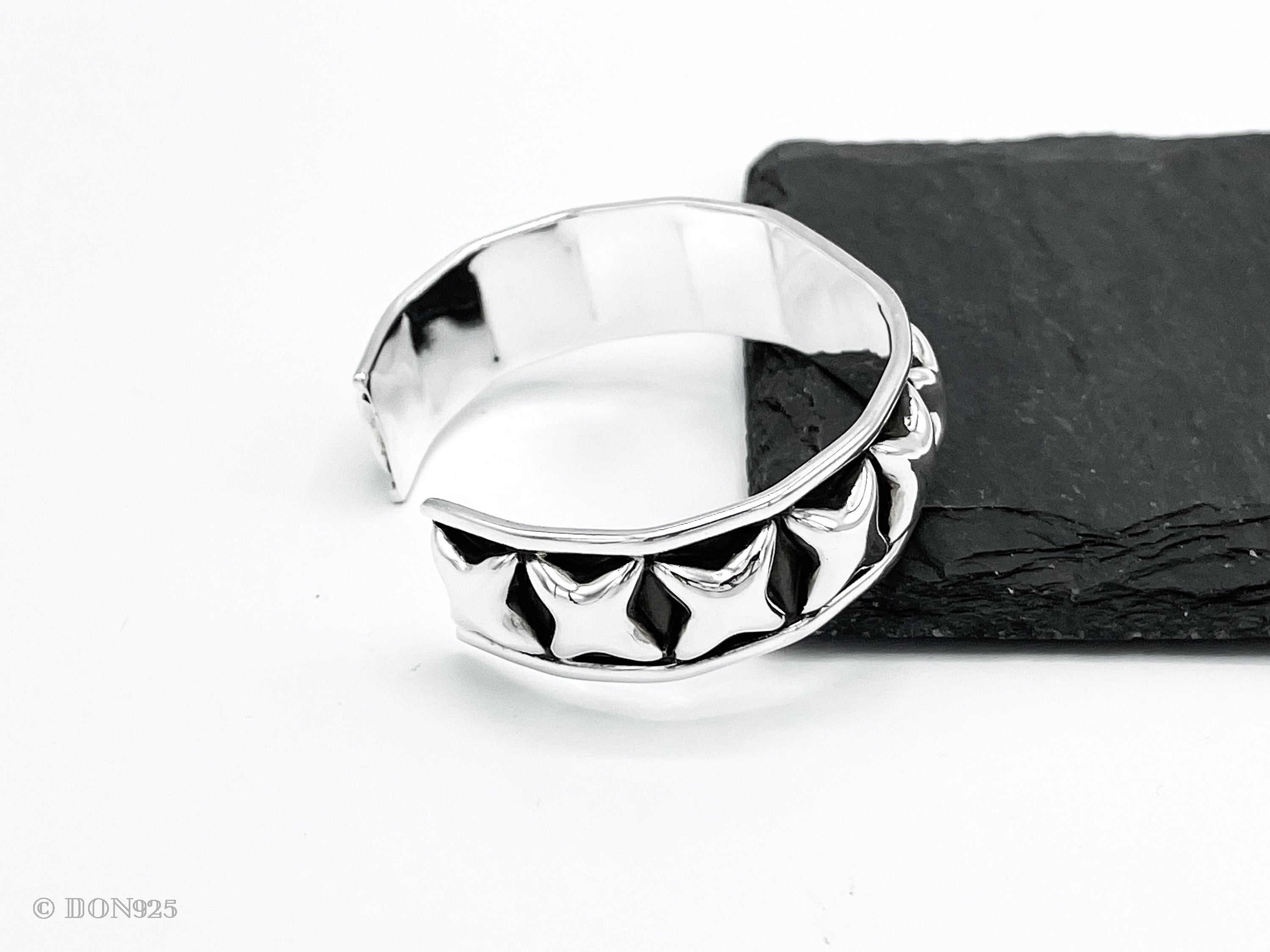 Mexican Starry Night: Sterling Silver Stars Cuff Bracelet, a Taxco, Mexico Design
