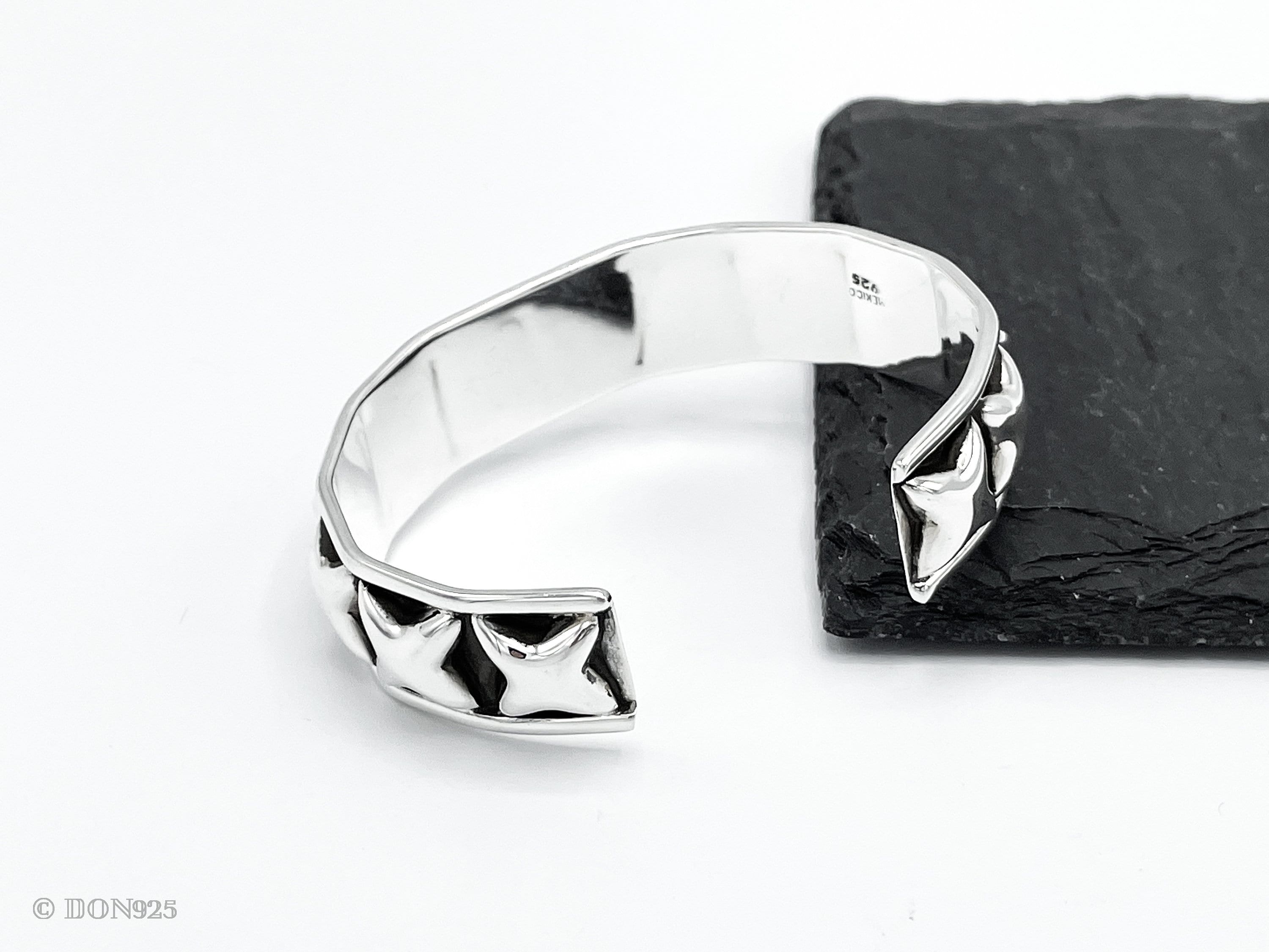 Mexican Starry Night: Sterling Silver Stars Cuff Bracelet, a Taxco, Mexico Design