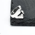 Sterling Silver Checkered Square Ring: Modern Geometric Statement