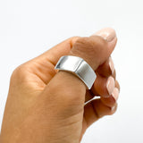 Sterling Silver Cube Signet Ring: Wide Geometric Chunky Modern Unisex Band