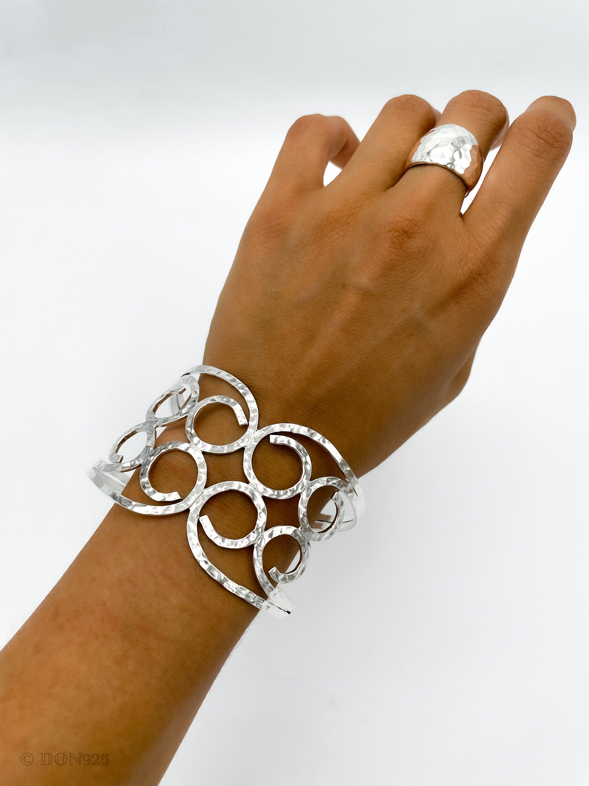 Solid Sterling Silver Disco Ball Dome Ring: Weighty Statement Jewelry