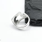 Sterling Silver Modernist Geometric Ring: Architectural Statement Jewelry