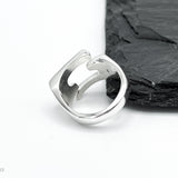 Sterling Silver Modernist Geometric Ring: Architectural Statement Jewelry