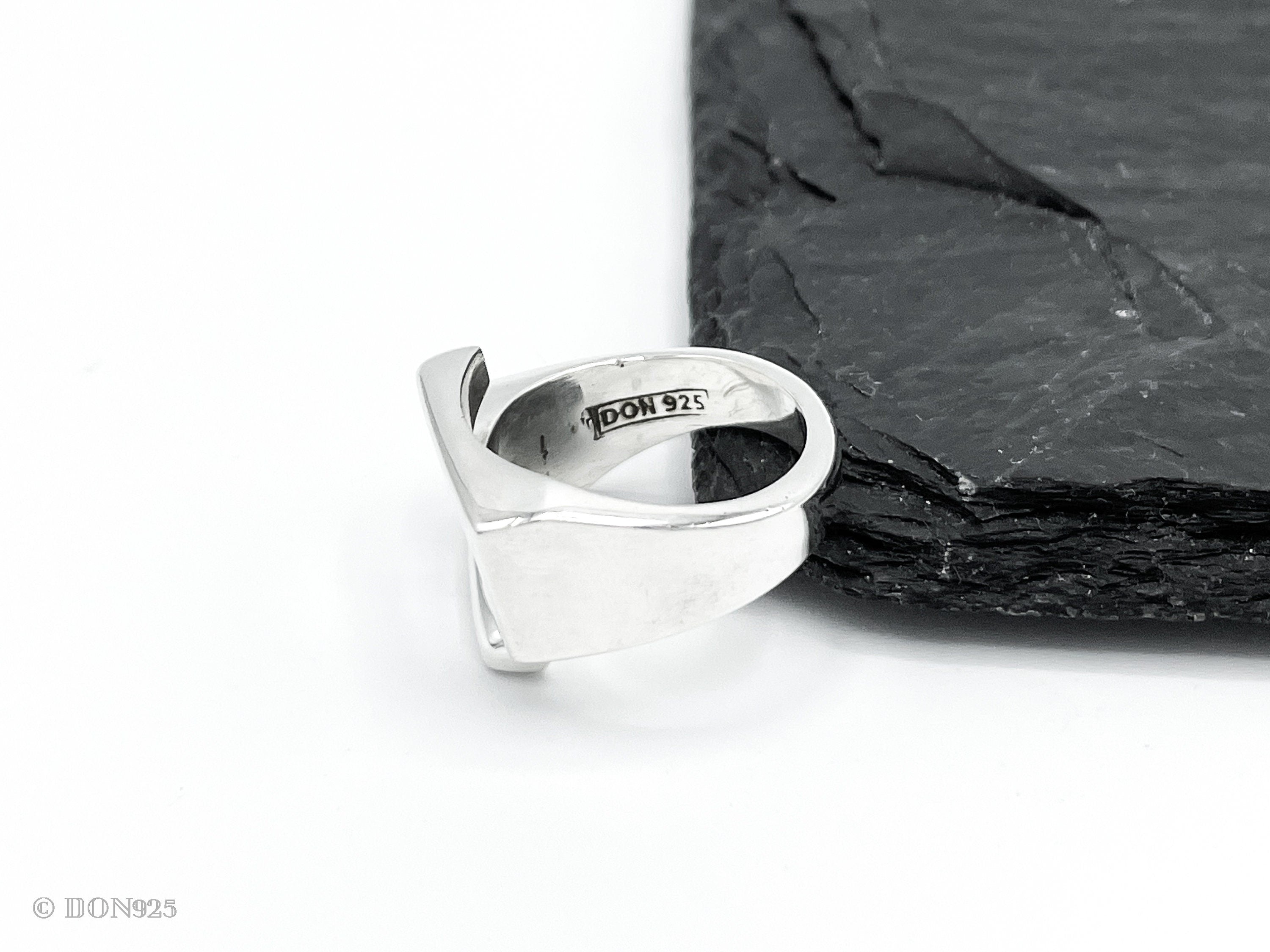 Sterling Silver Modernist Geometric Ring: Architectural Statement Jewelry