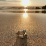Sterling Silver Checkered Square Ring: Modern Geometric Statement