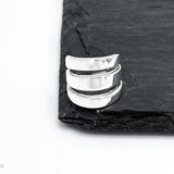 Sterling Silver Three Lines Ring: Heavy Statement Jewelry