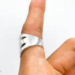 Sterling Silver Three Lines Ring: Heavy Statement Jewelry