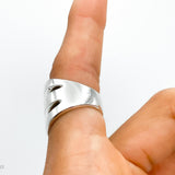 Sterling Silver Three Lines Ring: Heavy Statement Jewelry